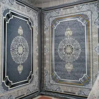 فرش ۱۲متری. گل ریز. طوسی طلاکوب آکرولیک المانی