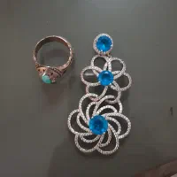 گردن بند نقره پلاک و انگشتر نقره