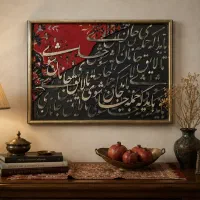 تابلو نقاشی‌خط مولانا / اثر دست‌ساز و دکوراتیو