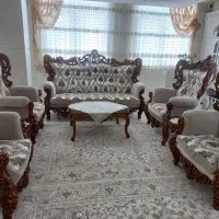مبل سلطنتی کله مصری ۷ نفره سفارشی چوب گردو