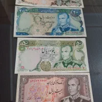 چهار قطعه اسکناس قدیمی سالم وتانخورده