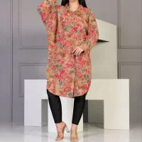 مانتو نخی قواره بزرگ کیمونو طرح دار