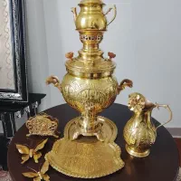 ست سماور برنجی ذغالی قدیمی