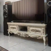 میز تلویزیون سفید منبت‌کاری