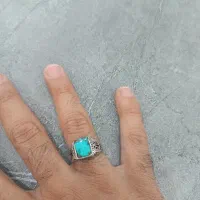 انگشتر نقره چمبر ظریف با نگین فیروزه نیشابوری اصل