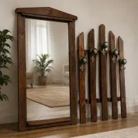 ست آینه و جالباسی چوبی دیواری