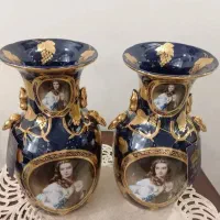 گلدان  سرمه ای ورسای طلاکوب