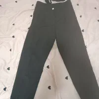 شلوار پارچه ای مشکی مزونی فاق بلند (با کمربند شیک)