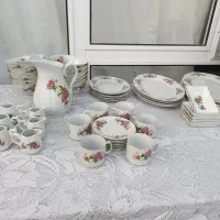 سرویس گل قرمز جنس قدیمی و سرویس بلورگل برجسته