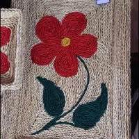 سینی حصیری گلدار و ساده