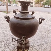 سماور ذغالی شلغمی مهردار بزرگ قدیمی عتیقه سالم