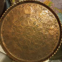1عدد سینی مسی قطر60 قلمکاری ساعت پیتروچرتکه