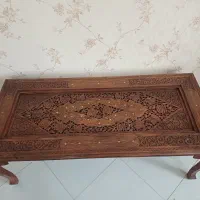میز هندی منبت عسلی منبت برنزکوب قدیمی آنتیک عتیقه