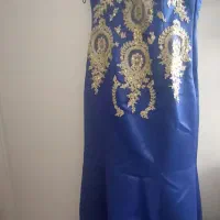 لباس مجلس آبی کاربونی  دکلته در حد نو