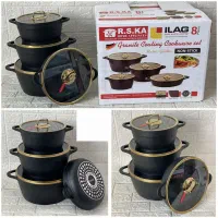 سرویس قابلمه چدن 8پارچه کلاسیک درب طلا