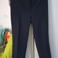 شلوار مام راسته مشکی جین لی پارچه‌ای مشکی کتان کت