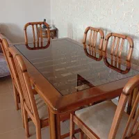 میز نهارخوری شش نفره باچوب راش تمیز وکارنکرده