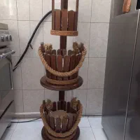 سبد سیب زمینی پیاز چوبی واقعی، سطلی. قابل شست وشو