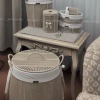 ست باکس های نظم دهنده،سطل، جا دستمالی مدرن مکرومه