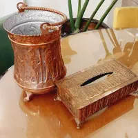سطل و جای دستمال مس