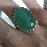 انگشتر نقره عقیق سبز آبدار