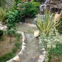 املاک زیبا با ساخت آبشار و محوطه سازی، مالون کاری