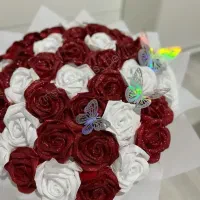 دسته گل روبانی . باکس گل . گل آفتابگردان