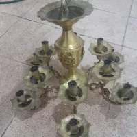 لوستر ۱۰ شعله و۲عدد دیوار کوب برنزی