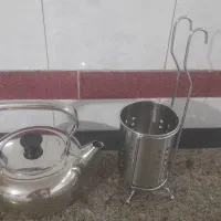 کتری قوری و جا قاشقی استیل