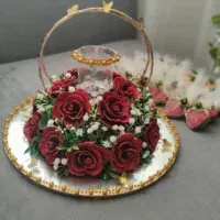 دسته گل عروس.سینی حنا.دسته گل حنابندون