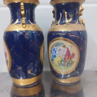 یک جفت گلدان سرمه ای قدیمی