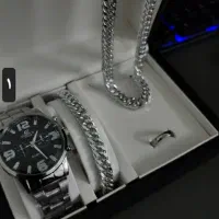ست جواهرات مردانه نقره ای
