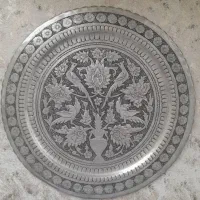 سینی قلم زنی آنتیک سیاه قلم قدیمی