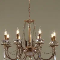لوسترمدل نیلوفرکریستال۶شاخه کلاسیک برنجیCB light12