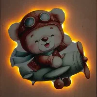 چراغخواب نور مخفی چاپی دیواری طرح خرس و هلیکوپتر