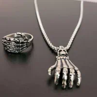 ست گردنبند انگشتر استیل -مدل پر، سپر و اسکلت