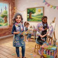 کارآموز نقاشی کودک و نوجوان در آموزشگاه