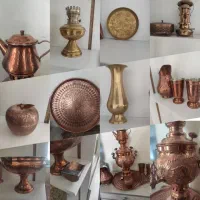 سماور زعالی مسی قلم کاری شده   ولوازم مس و برنچ