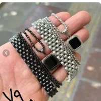 ست زنجیرگردنبند و دستبند مردانه استیل ساعت روز مرد