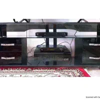 میز تلویزیون شیشه ای چهار کشو (زیر قیمت)