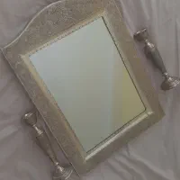 ایینه شمعدان تمام نقره قلم کاری شده