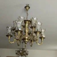 یک جفت لوستر برنزی 6 شاخه دوبل و دیوار کوب