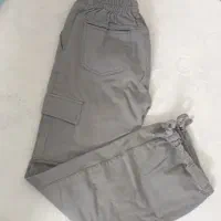 شلوار کارگو کتان طوسی