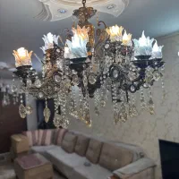 لوستر برنجی سلطنتی کریستالی