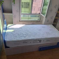 تخت خواب تک نفره+تشک رویال+ قفسه کتابخانه ست تخت