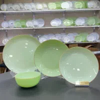 سرویس آرکوپال ۶ نفره ۲۶ پارچه لب طلا سبز دیوالی