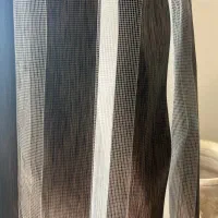 آینه با قاب ،  پرده زبرا قهوه ای سوخته در حدنو