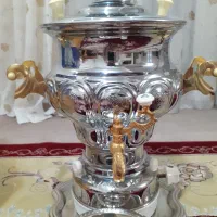 سماور اصل اکبر برادران نو با سینی و کاسه و کارتن