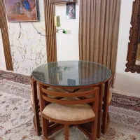 میز ناهار خوری ۴و ۶نفره همراه شیشه دست آخر کارگاه