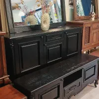 میز وکنسول چوب مدل سیلوانا سندبلاست مشکی